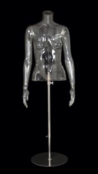 Clear 1/2 Torso Female Mannequin Display with Arms