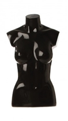 Glossy Black Female 1/2 Torso Mannequin Form Display