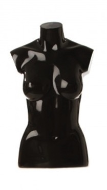 Glossy Black Female 1/2 Torso Mannequin Form Display