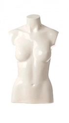 Glossy White Female 1/2 Torso Mannequin Form Display