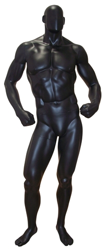 Black Matte Muscular Male Mannequin. Bodybuilder physique. Fiberglass construction