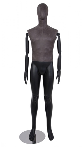 Distressed Leather-Like Mixed Fabric Male Mannequin Bendable Arms