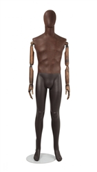 Brown Leather-Like Mixed Fabric Male Mannequin Bendable Arms