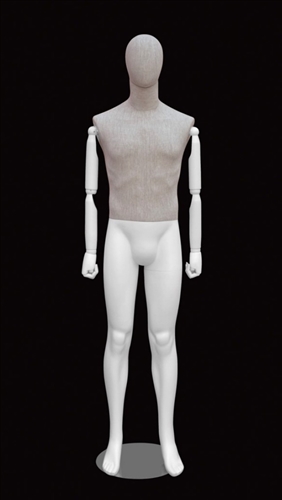 Linen Mixed Fabric Mannequin with Bendable Wooden Arms
