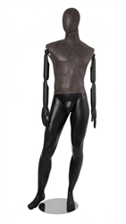 Distressed Leather-Like Mixed Fabric Male Mannequin Bendable Arms Leg Out