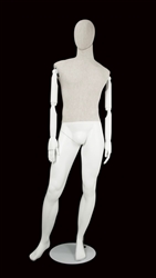 Linen Mixed Fabric Male Mannequin Bendable Arms Left Leg Out