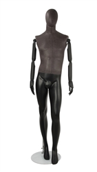Distressed Leather-Like Mixed Fabric Male Mannequin Bendable Arms Leg Bent