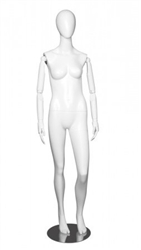 Female Mannequin Egghead with Posable Wood Arms