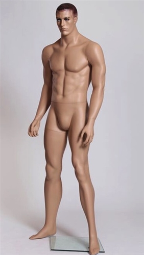 Male Mannequin with Realistic Facial Features and Molded Hair