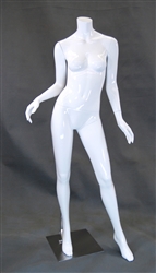 Headless Glossy White Female Mannequin Arms Bent at Elbows