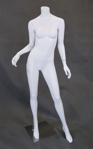 Headless Matte White Female Mannequin Arms Bent at Elbows