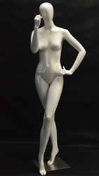 Glossy White Female Egghead Mannequin from www.zingdisplay.com