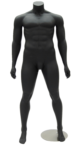 Matte Black Headless Male Mannequin - Arms at Sides from www.zingdisplay.com