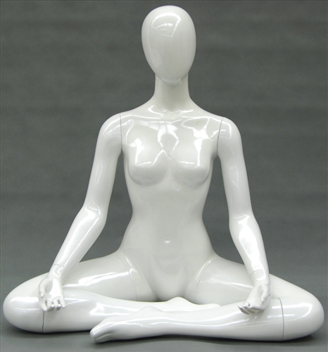 Yoga Mannequin Female in Pearl White made of Fiberglass