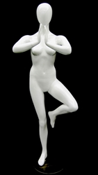 Yoga Mannequin Female in Pearl White made of Fiberglass