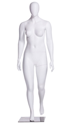 Matte White Female Mannequin Egghead Plus Size Walking