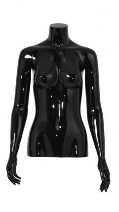 Glossy Black 1/2 Torso Female Mannequin with Arms