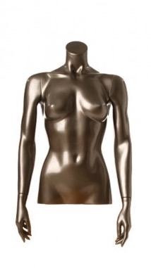 Shiny Pewter 1/2 Torso Female Mannequin with Arms