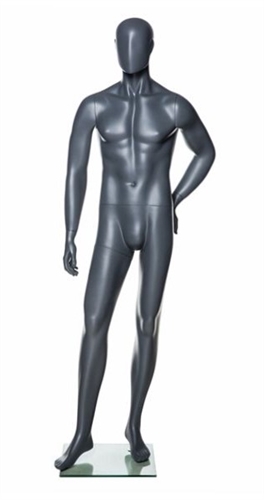 Grey Male Mannequin with Abstract Egghead from www.zingdisplay.com