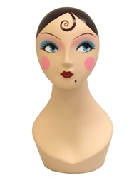 Vintage 20's Make Up Female Display Head .   Nice counter top head display for jewelry, hats or wigs