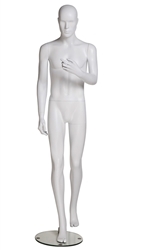 Matte White Abstract Male Mannequin with Cell Phone