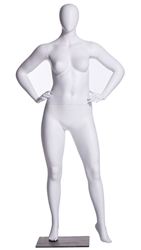 Matte White Female Mannequin Egghead Plus Size Hands on Hips