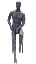 Gray Egghead Male Mannequin Casual Seated Pose