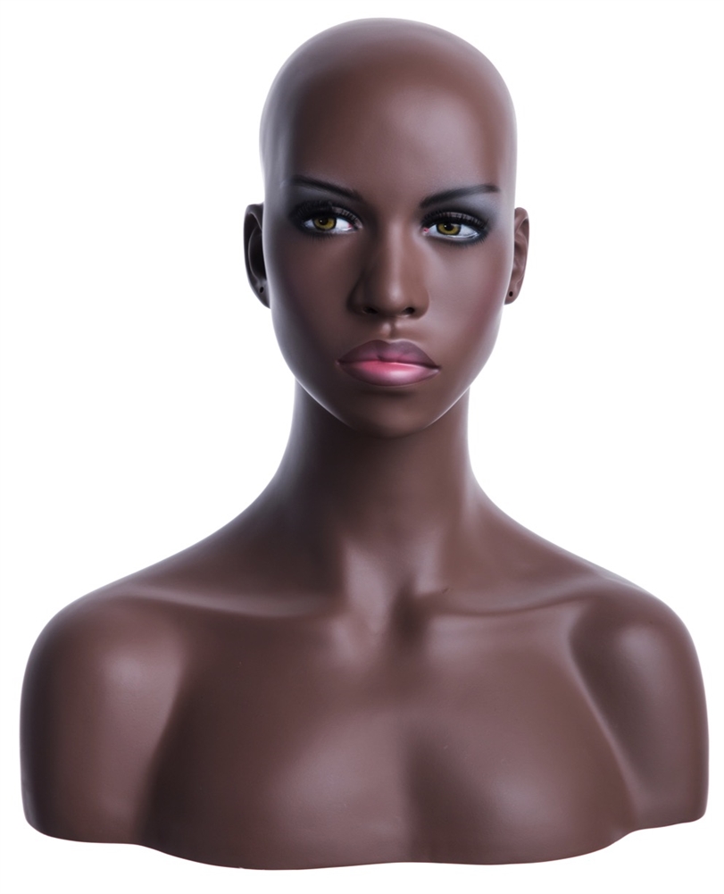 African Mannequin Head With Shoulders For Wigs Display Make Up