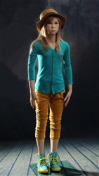 Female teenage mannequin with realistic facial features.