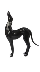 Glossy Black Howling Greyhound Dog Mannequin