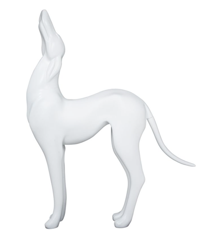 Matte White Howling Greyhound Dog Mannequin