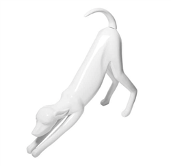 Glossy White Stretching Greyhound Dog Mannequin
