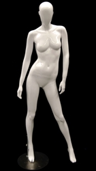 White Mannequin Abstract Head Female right hand on hip
