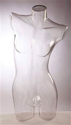 Clear Female 3/4 Torso Form Unbreakable with Right Shoulder up