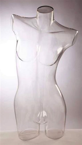 Clear Female 3/4 Torso Form Unbreakable with Right Shoulder up