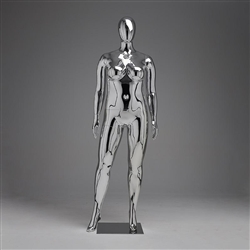 Plus Size Plastic Egghead Female Mannequin - Chrome