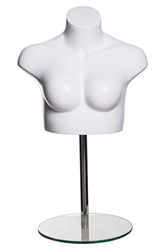 Matte White Headless Female Bust Chest Bra Display | Table Top Mannequin