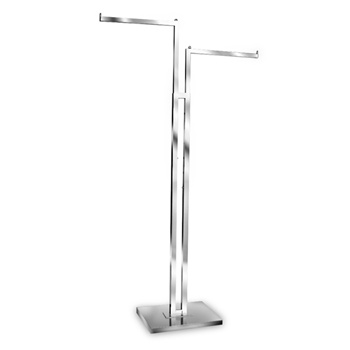 Display Rack in Chrome with 2 Straight Arms. Adjustable Height.