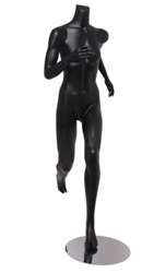 Female Runner Mannequin Matte Black Headless Changeable Heads