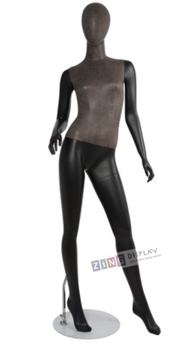 Distressed Leather-Like Mixed Fabric Mannequin Right Hand on Hip Left Leg Out