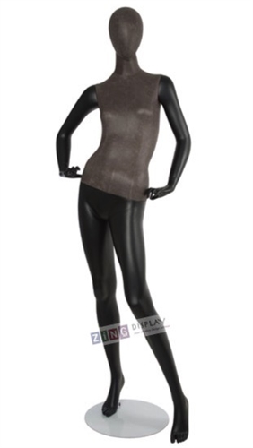 Distressed Leather-Like Mixed Fabric Mannequin Hands on Hip Left Leg Out