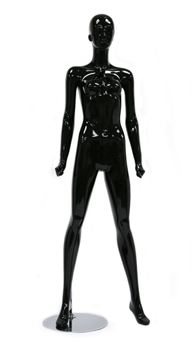 Shiny Black Retro Abstract Female Mannequin - Legs Flared