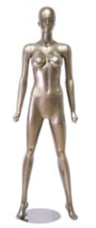 Metallic Pewter Retro Abstract Female Mannequin - Legs Flared