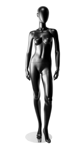 Abstract Head matte black female mannequin