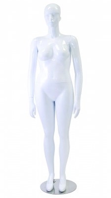 Glossy White Female Plus Size Trendy Mannequin Arms by Side