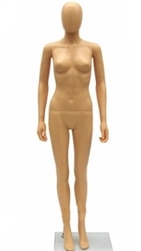 Female Mannequin made of Unbreakable Plastic in Tan She has an abstract egghead or can be headless.