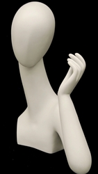 Abstract Display Head with Long Neck and One Arm in Matte white