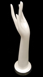 16" Ladies Left Hand in White Plastic for jewelry or glove displays from www.zingdisplay.com