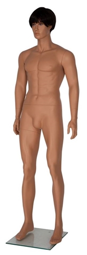 Realistic Tan Male Mannequin with Blue Eyes