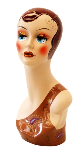 Vintage Painted Female Display Head.